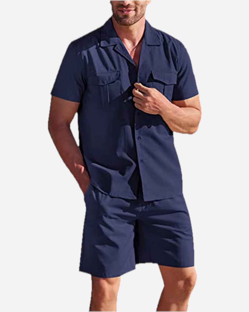 Men's Linen Shirt and Shorts Set