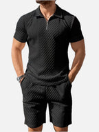 Men's Jacquard Polo and Shorts Set