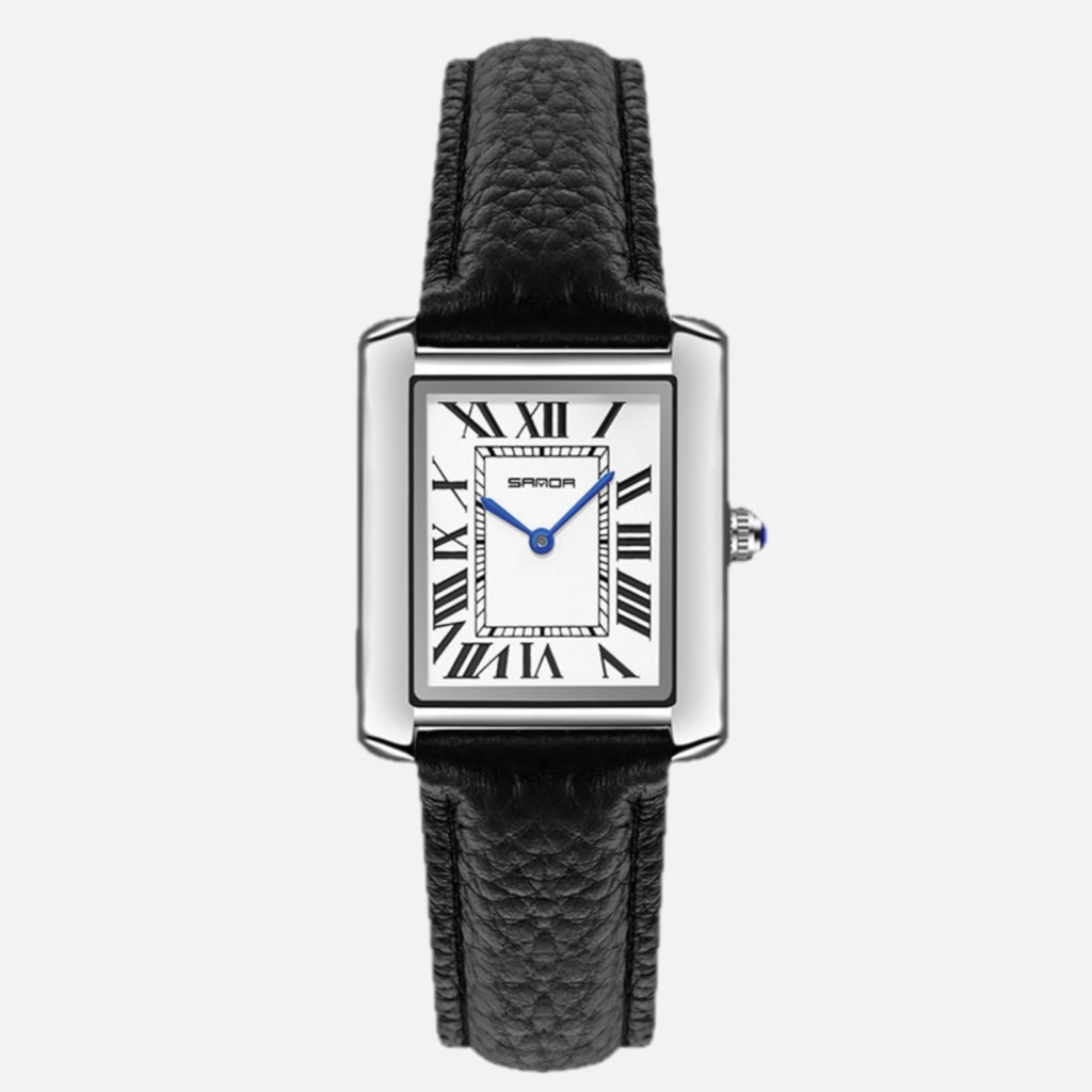 Men's Square Watch with Leather Strap