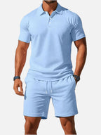 Men's Polo and Shorts Summer Set in Light Blue