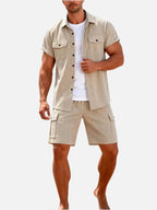 Men's Short-Sleeve Shirt and Cargo Shorts Set
