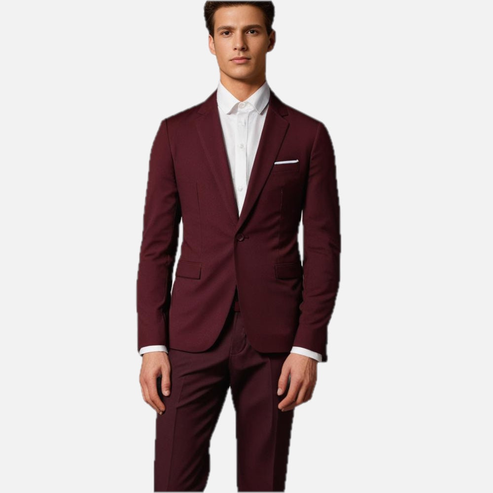 Men's Slim-Fit Two-Piece Suit in Red