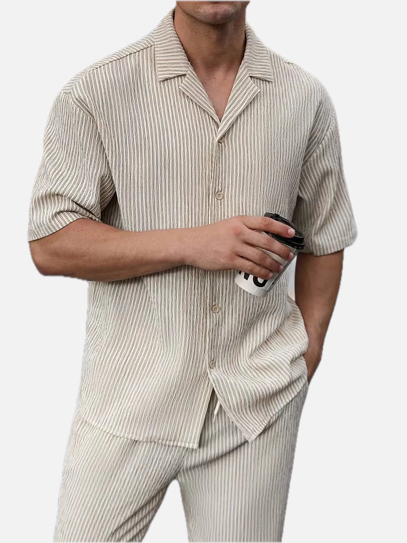 Men's Pinstripe Shirt and Trousers Set