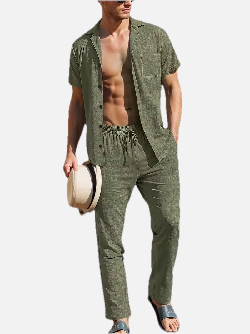 Men's Short Sleeve Shirt and Trousers Set