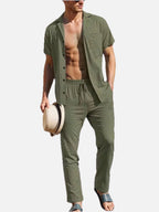 Men's Short Sleeve Shirt and Trousers Set