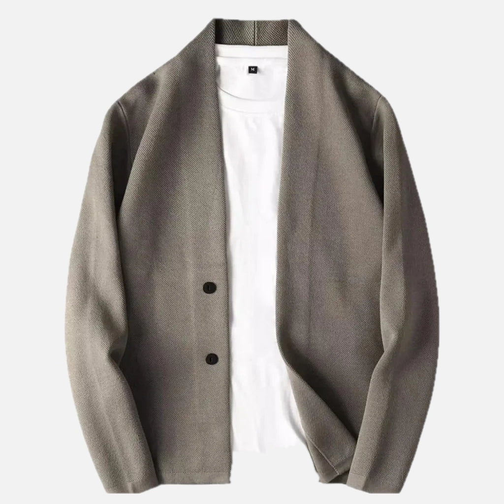 Men's Knitted Cardigan with Stand Collar
