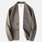 Men's Knitted Cardigan with Stand Collar