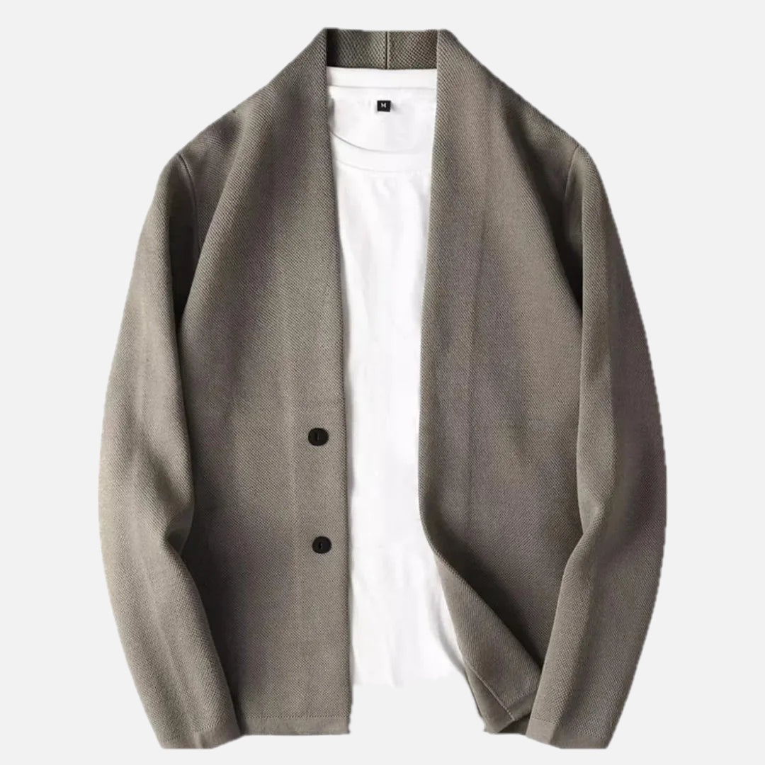 Men's Knitted Cardigan with Stand Collar