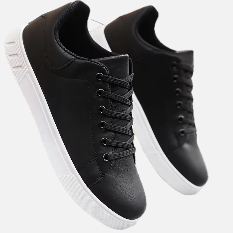 Men's Faux Leather Lace-Up Trainers