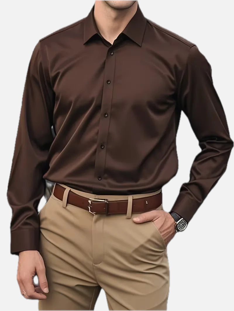 Men's Slim-Fit Mandarin Collar Formal Shirt