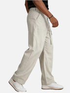 Men's Straight-Leg Trousers with Tie Belt
