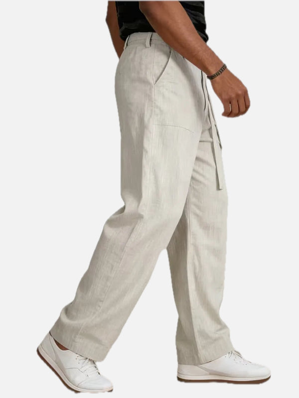 Men's Straight-Leg Trousers with Tie Belt