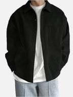 Men's Ribbed Long Sleeve Shirt with Chest Pocket