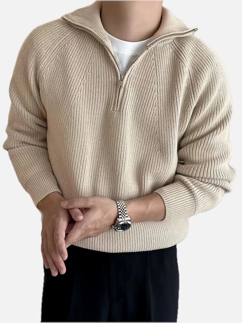 Men's Half-Zip Rib-Knit Jumper