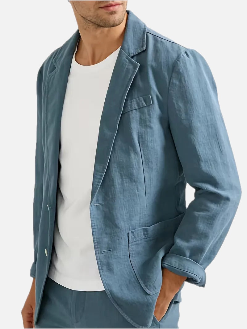 Men's Single-Breasted Blazer with Notch Lapel
