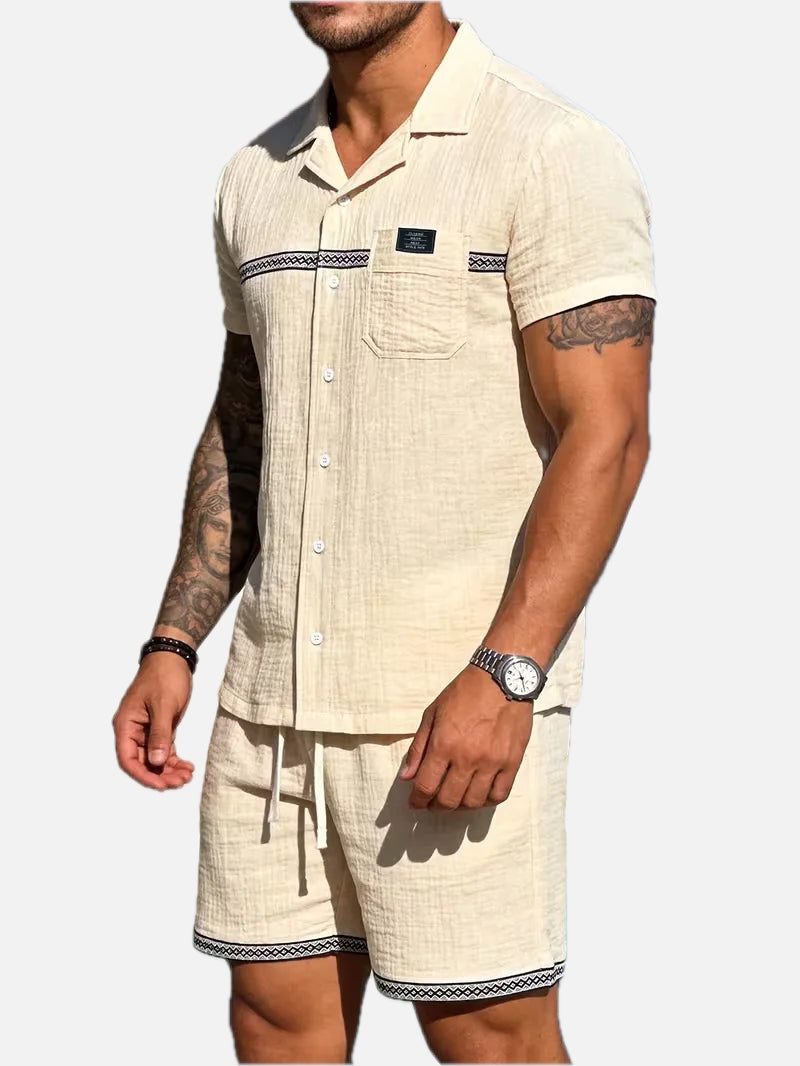 Men's V-Neck Shirt and Shorts Set