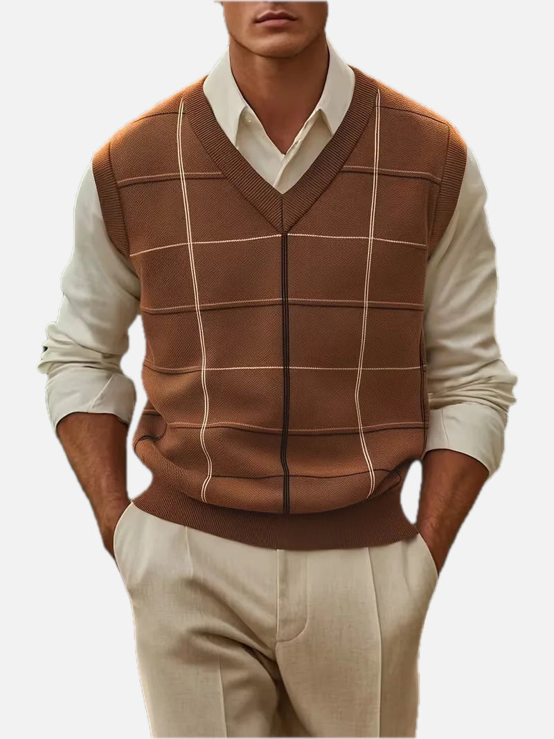 Men's Check Sleeveless Vest