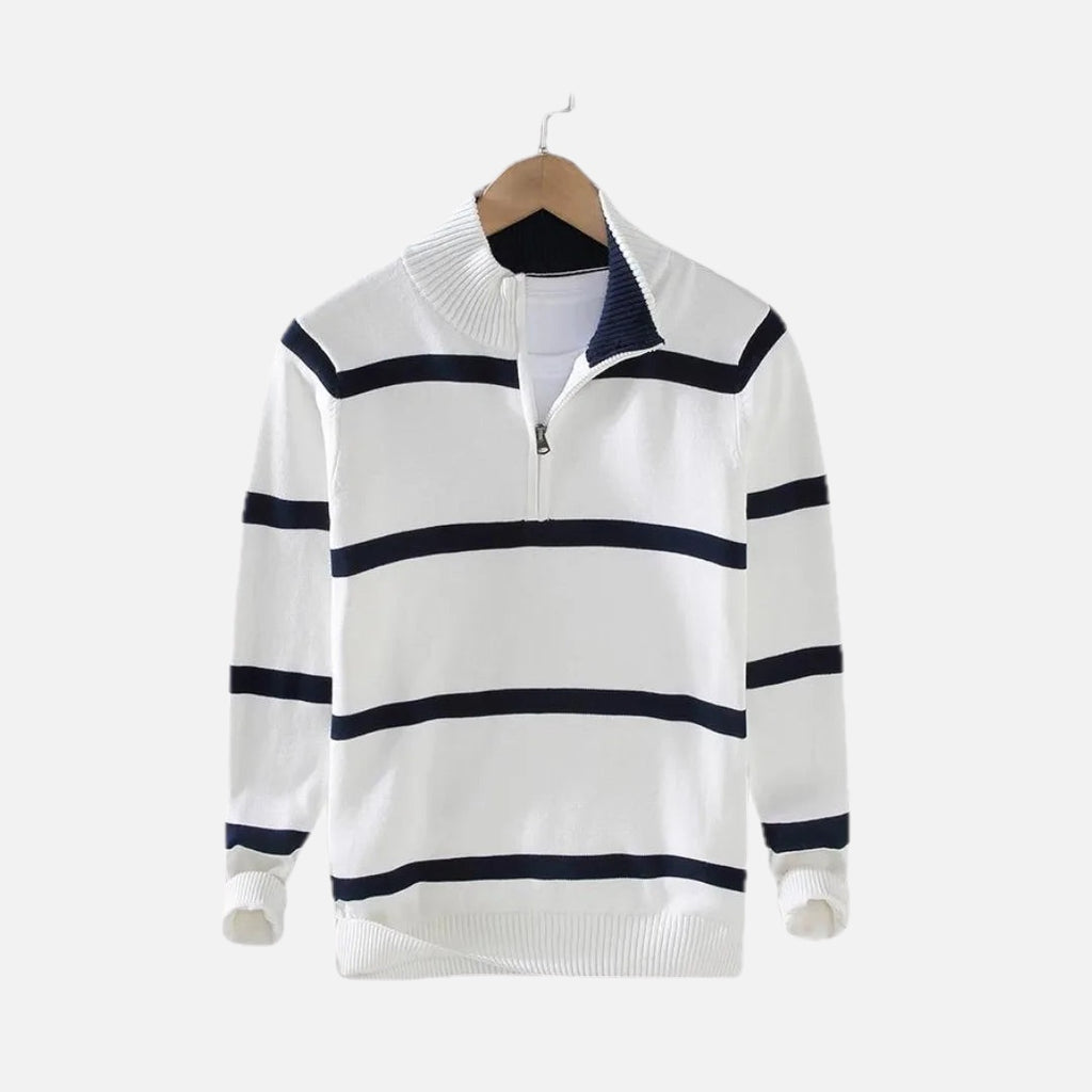 Men's Striped Quarter-Zip Jumper