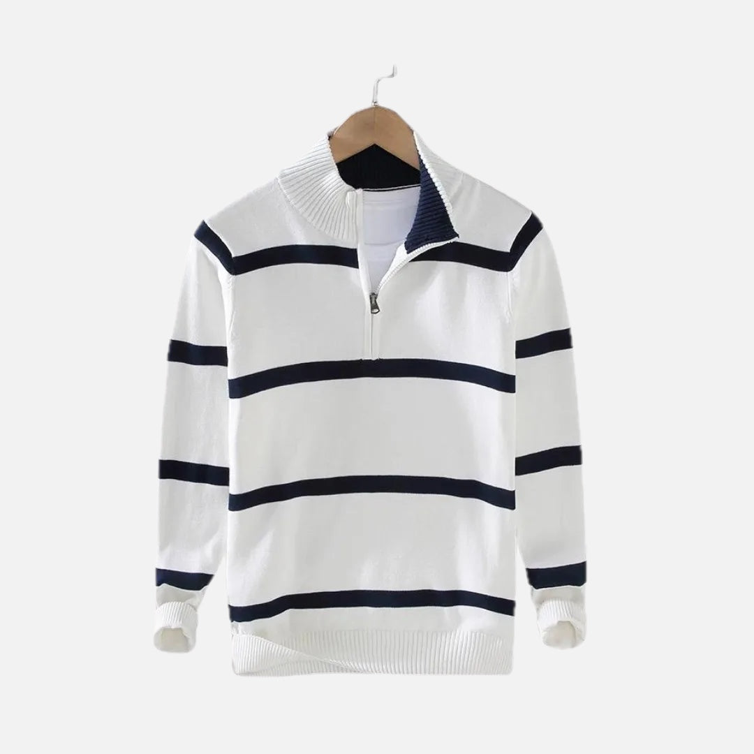 Men's Striped Quarter-Zip Jumper