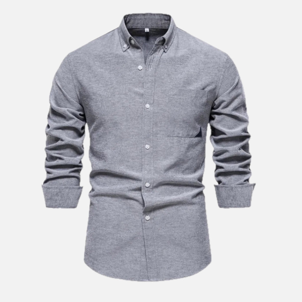 Men's Button-Down Collar Shirt in Light Grey