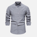 Men's Button-Down Collar Shirt in Light Grey