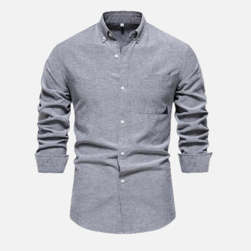 Men's Button-Down Collar Shirt in Light Grey
