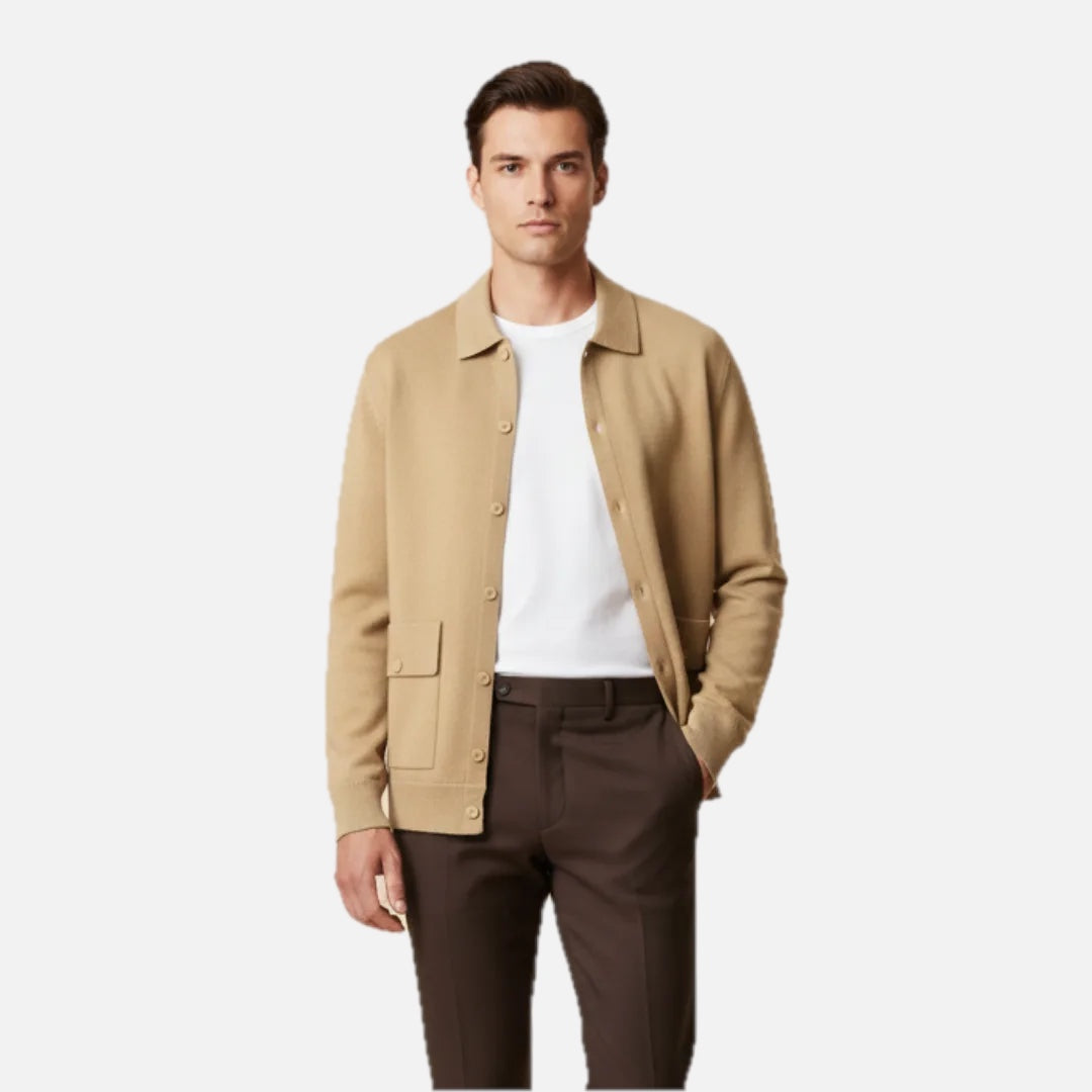 Men's Cashmere Jacket with Stand Collar