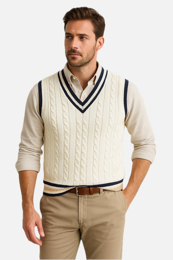 Men's V-Neck Cable Knit Slipover