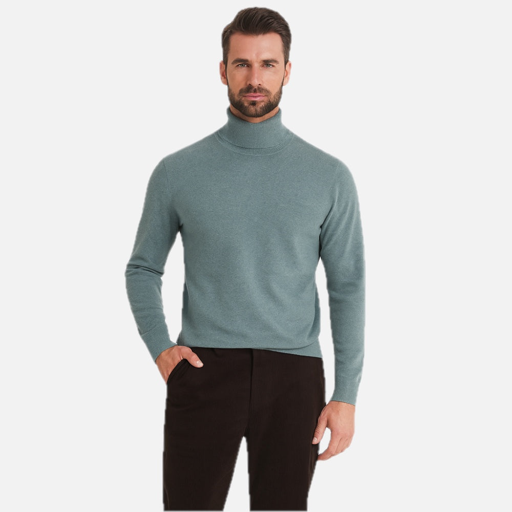 Men's Roll Neck Jumper in Light Blue
