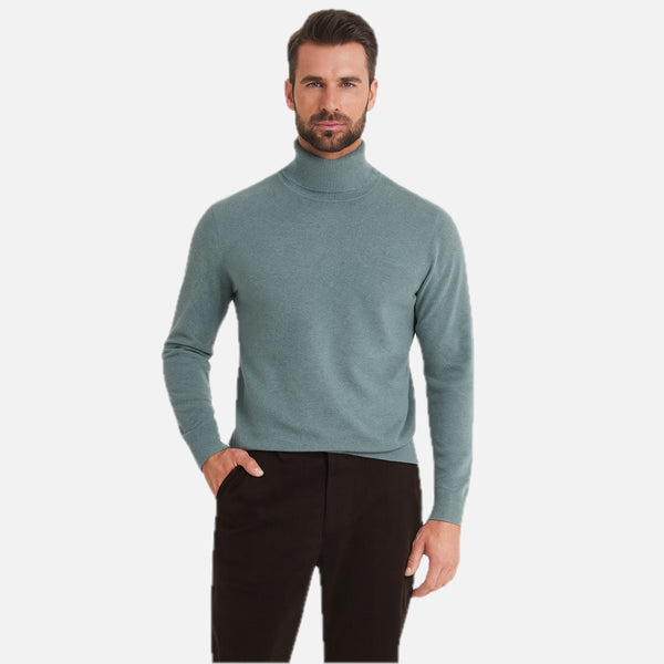 Men's Roll Neck Jumper in Light Blue