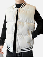 Men's Quilted Jacket with Stand Collar in Beige