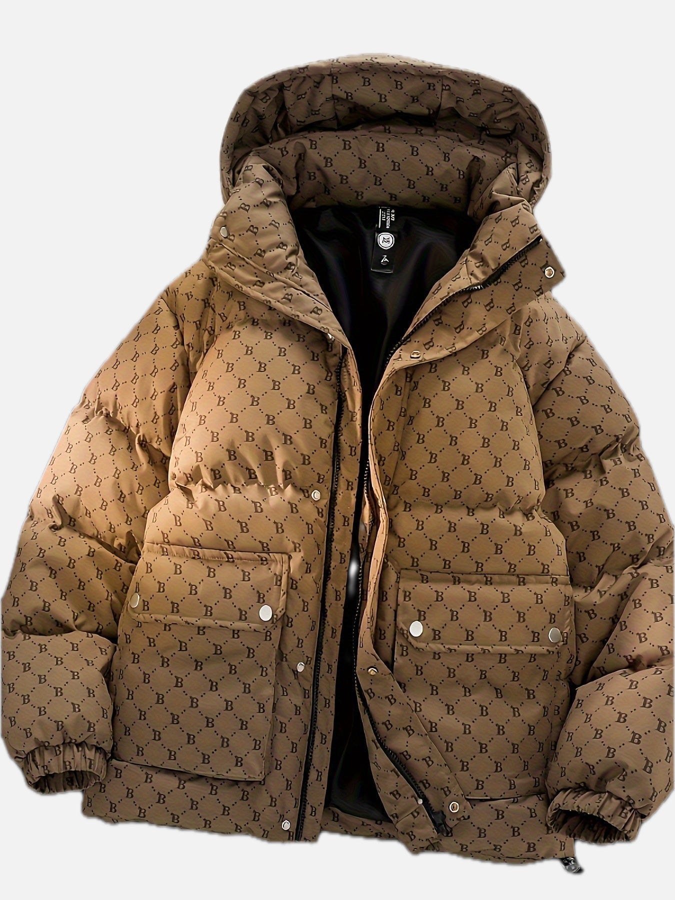 Men's Padded Jacket with Zip and Storm Flap