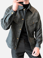 Men's Faux Leather Jacket in Biker Style