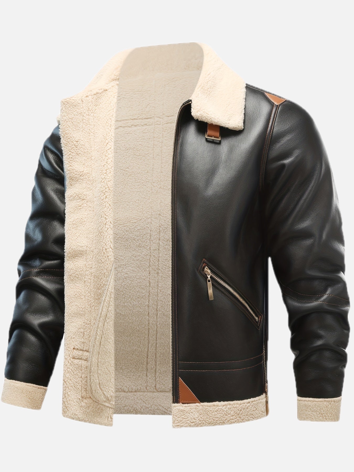 Men's Faux Leather Shearling-Style Jacket