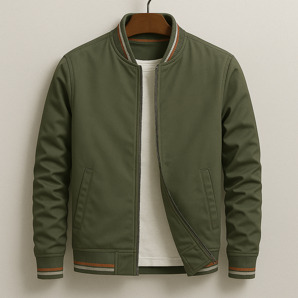 Men's Classic Bomber Jacket – Ribbed Trims