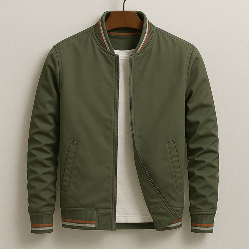 Men's Classic Bomber Jacket – Ribbed Trims