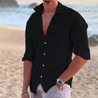 Men's Slim-Fit Long-Sleeve Summer Shirt – Lightweight Button-Up
