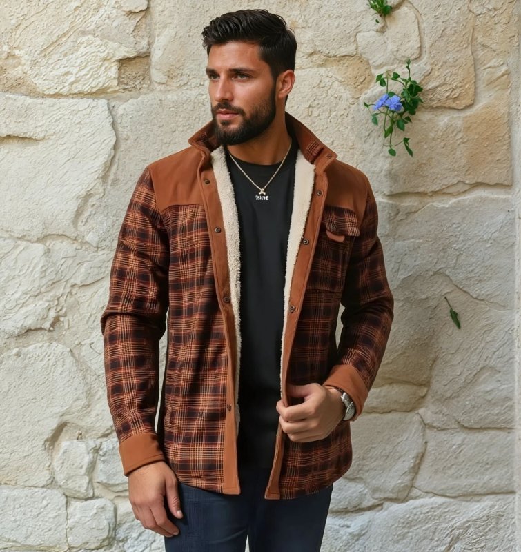 Men's Printed Field Jacket – Borg-Lined Cotton-Blend Outerwear