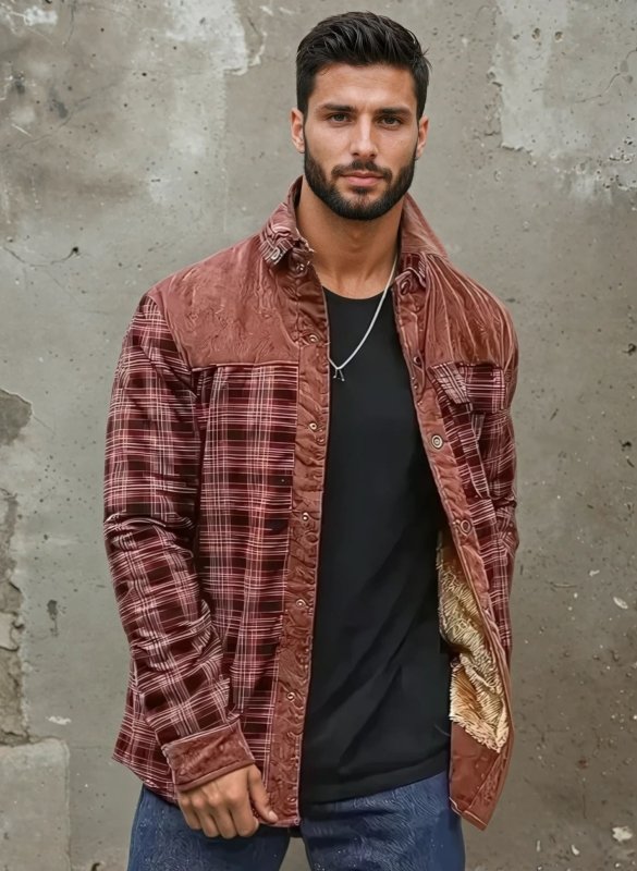 Men's Printed Field Jacket – Borg-Lined Cotton-Blend Outerwear