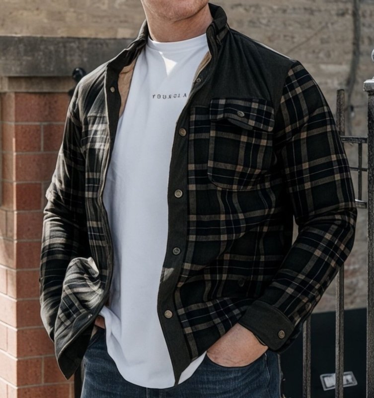 Men's Printed Field Jacket – Borg-Lined Cotton-Blend Outerwear