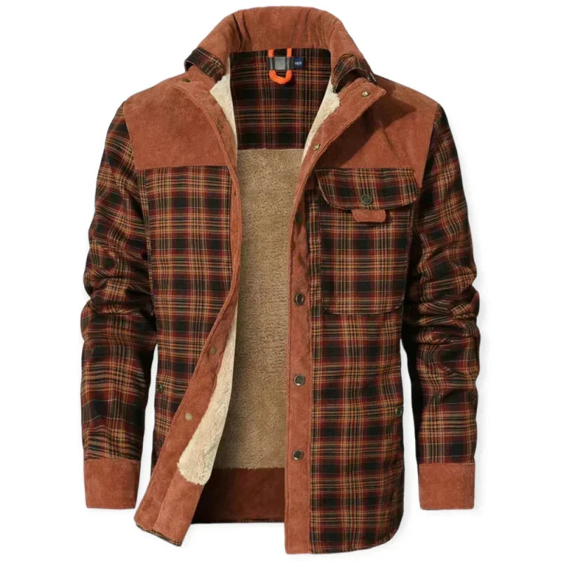Men's Printed Field Jacket – Borg-Lined Cotton-Blend Outerwear