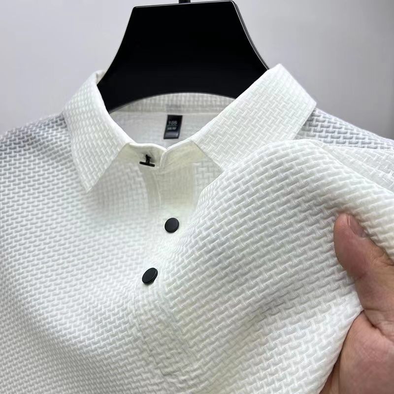 Men's Short-Sleeve Polo Shirt – Lightweight Textured Top