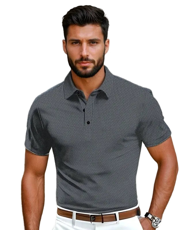 Men's Short-Sleeve Polo Shirt – Lightweight Textured Top
