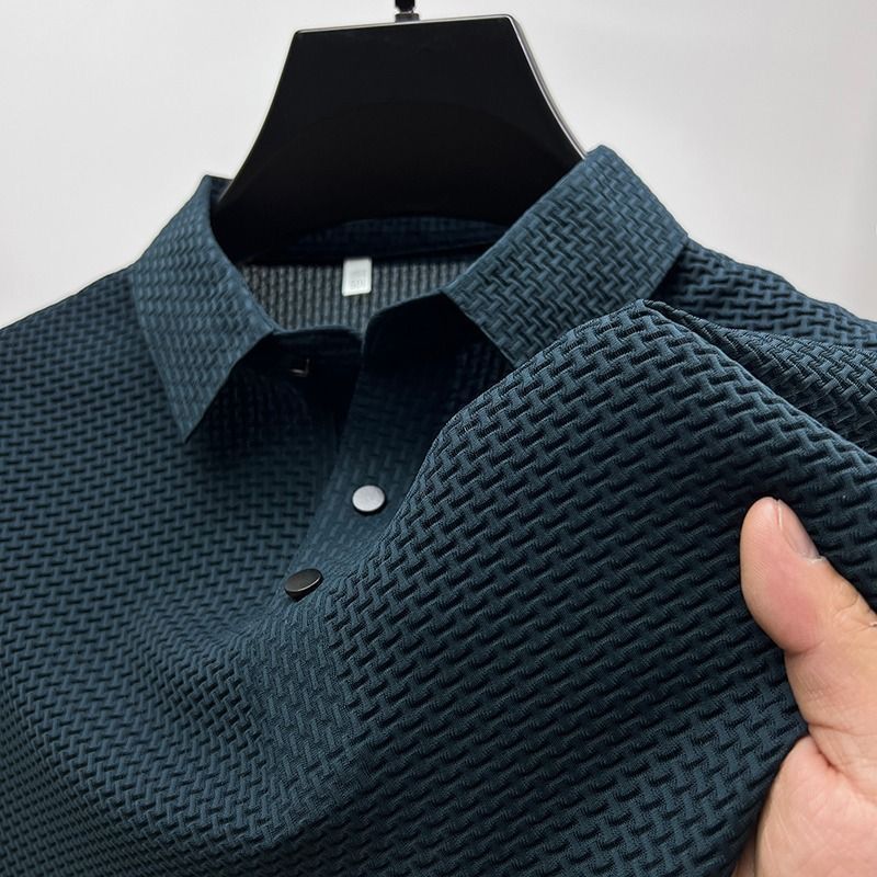 Men's Short-Sleeve Polo Shirt – Lightweight Textured Top