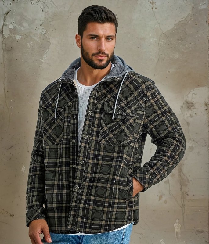 Men's Printed Fleece-Lined Jacket – Relaxed Hooded Layer