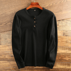 Men's Waffle-Knit Henley – Long-Sleeve Textured Top
