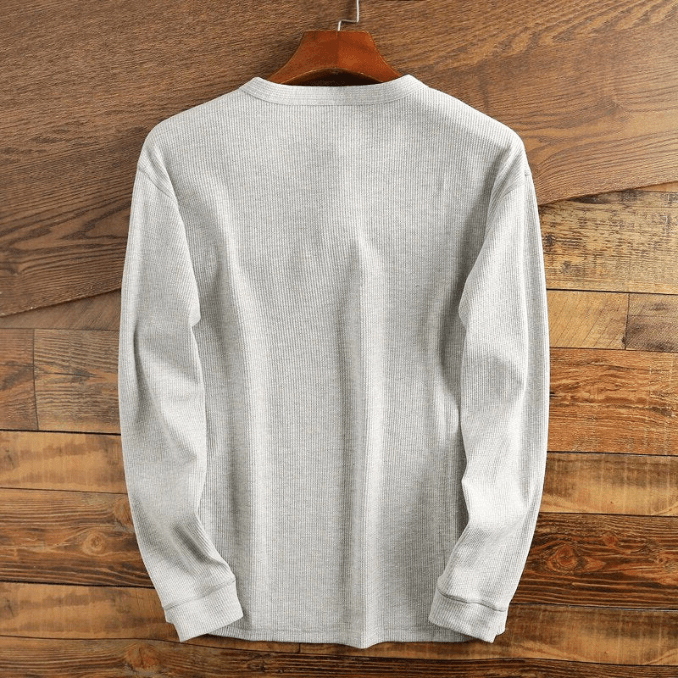 Men's Waffle-Knit Henley – Long-Sleeve Textured Top