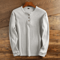 Men's Waffle-Knit Henley – Long-Sleeve Textured Top
