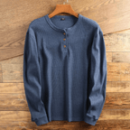 Men's Waffle-Knit Henley – Long-Sleeve Textured Top