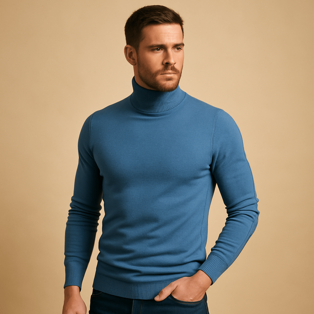 Men's Turtleneck Knit Sweater – Slim Long-Sleeve Pullover
